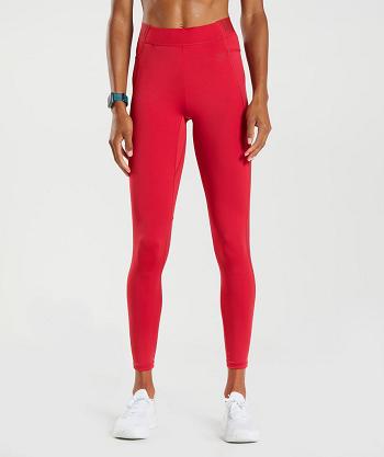 Dámské Legíny Gymshark Tréninková Brandmark Červené | CZ 4081SGL